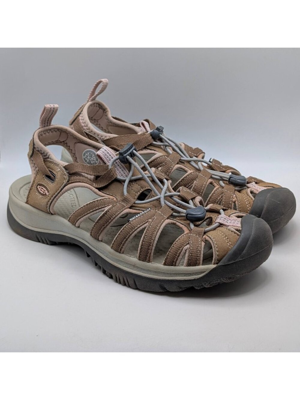 Keen Whisper Women's Size 9.5 Hiking Waterproof Shoes Sandals Pink Brown Summer